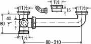 Viega Ablaufverbindung für Doppelspüle 80-310mm G11/2" x G11/2" Kunststoff, Abmessungen