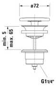 Preview: Duravit Schaftventil mit keramischer Ventilabdeckhaube (Mass-Zeichnung)
