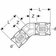 Zeichnung von Gebrit FlowFit Bogen 45 grad