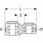 Zeichnung von Geberit FlowFit Reduktion Fitting