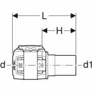 zeichnung von geberit flowfit übergang auf mapress mit einschubende