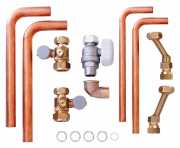 Vaillant VCW-Installations-Set Neu Installation Auf-/Unterputz, Rohre kürzbar, Heizungsseitige Verrohrung (22 x 1,5 mm), Wartungshähne mit Verschraubung G 3/4