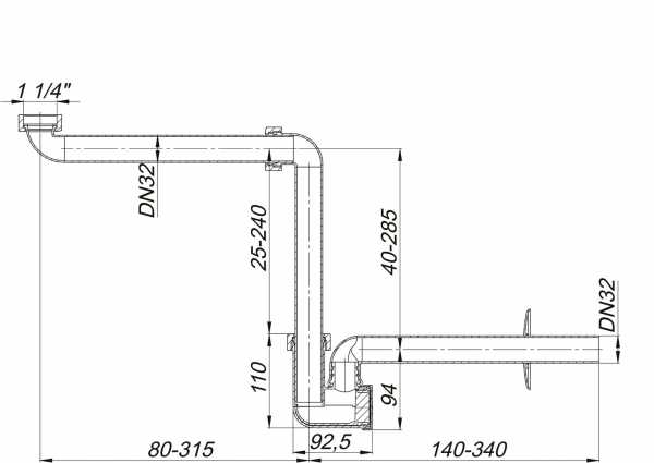 Dallmer Waschtisch-Möbelsifon DN 32  051103
