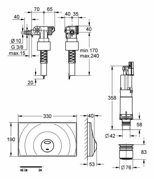 GROHE Umrüstset 38815 Maßzeichnung