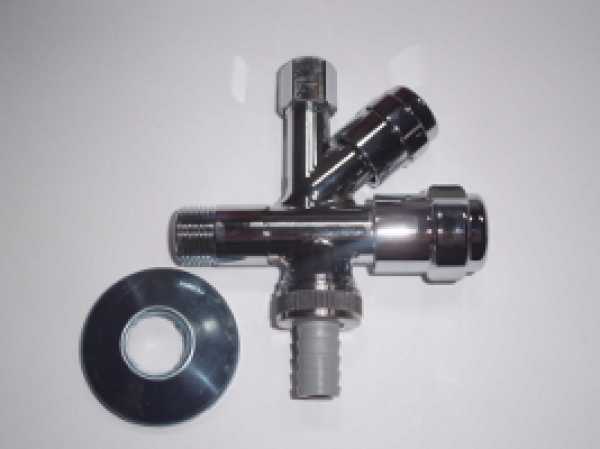 Grohe WAS Kombi-Eckventil 1/2"" verchromt mit Rückflußverhinderer, Rosette und Fettkammer-Oberteil, für den Schlauchanschluß