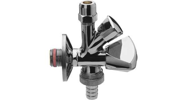 WAS-Kombi-Eckventil für CU-Rohr 10mm mit 1/2" Anschlußgewinde, selbstdichtend, inkl. Längenausgleich mit MS-Schneidring.