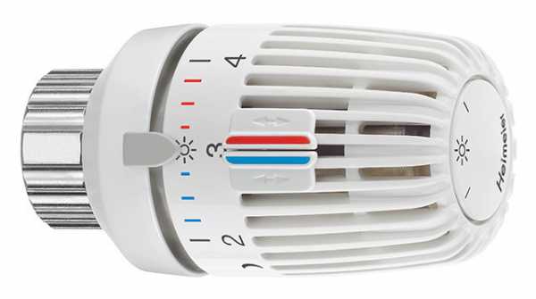 HEIMEIER Thermostat-Kopf, zur Montage an Ventilheizkörpern mit, Thermostat-Oberteil für Klemmverbindung und Danfoss RA Ventile., Mit eingebautem Fühler. Skalenhaube, weiß.