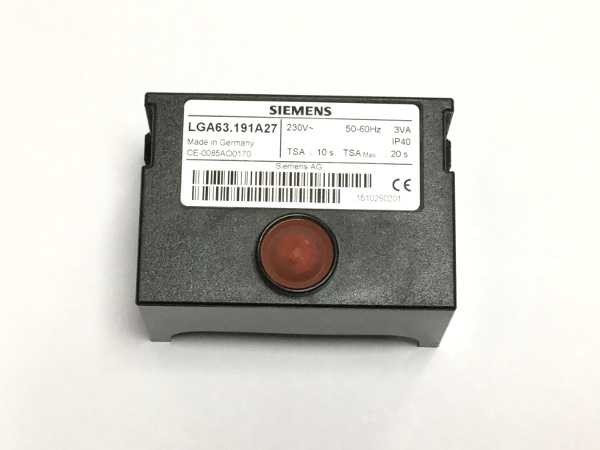 Gasfeuerungsautomat Siemens, Baureihe LGA für intermittierenden Betrieb, Typ: LGA63.191A27