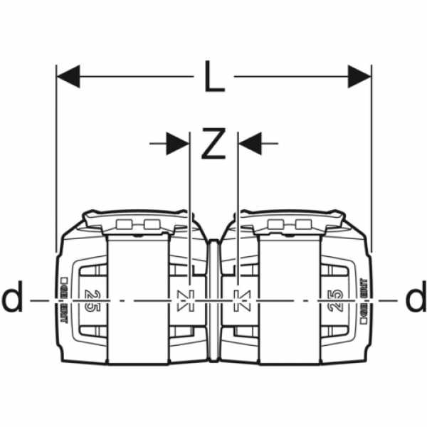 zeichnung von Geberit FlowFit Kupplung