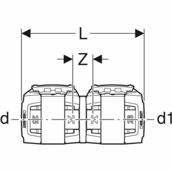 zeichnung von geberit flowfit übergang auf mepla