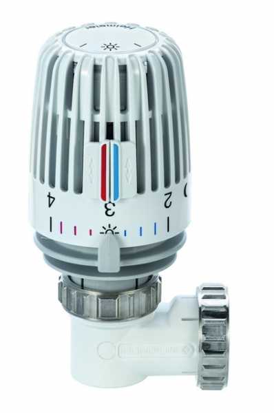 HEIMEIER Thermostat-Kopf Set WK in Winkelform zur Montage an Ventilheizkörpern mit Anschlussgewinde M30x1,5 am Thermostat-Oberteil. Bestehend aus Thermostat-Kopf K und Winkelanschluss M30x1,5. Geeignet für die Montage links oder rechts am Heizkörper. Mit 