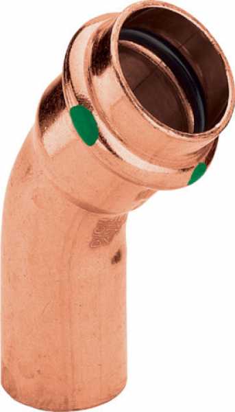 Der Viega PROFIPRESS Bogen 45° mit 1 Muffe ist eine praktische und zuverlässige Lösung für Rohrinstallationen, bei denen eine 45°-Richtungsänderung erforderlich ist.
