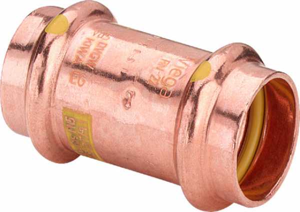 Die Viega PROFIPRESS G-Muffe ist eine hochentwickelte Lösung für Gasinstallationen, die auf zuverlässige, dauerhafte Verbindungen setzt. Diese Muffe aus hochwertigem Kupfer bietet eine hervorragende Korrosionsbeständigkeit und Langlebigkeit, was sie beson