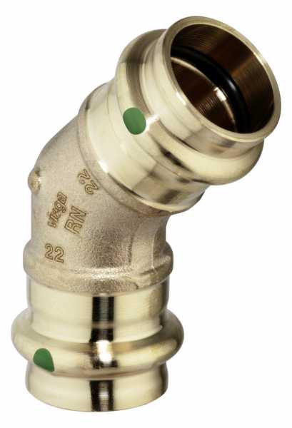 Der Viega SANPRESS Bogen 45° aus Rotguss und Siliziumbronze bietet eine schnelle, sichere Rohrverbindung bei 45°-Winkeländerungen. Ideal für Trinkwasser-, Heizungs- und Industrieanlagen ohne Löt- oder Schweißarbeiten.